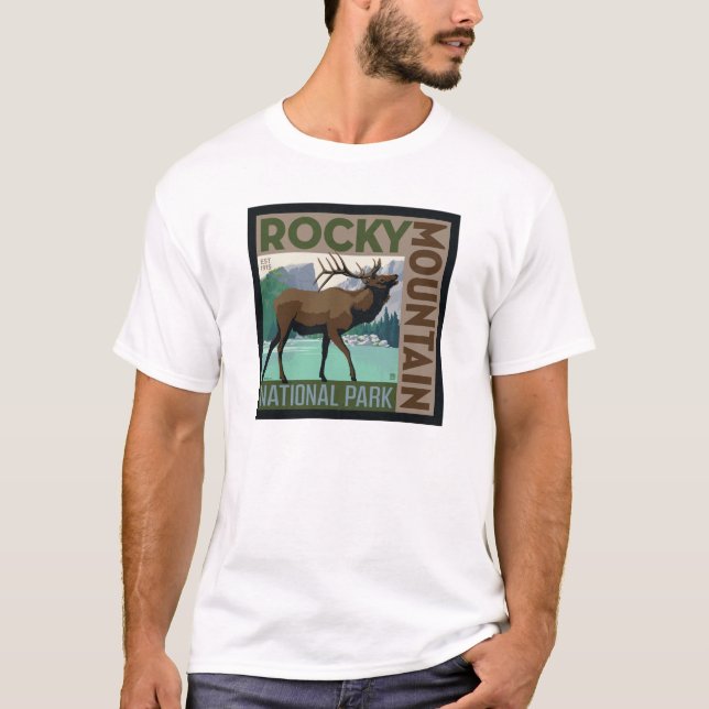 Camiseta Parque nacional de las Montañas Rocosas | Elk (Anverso)