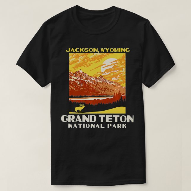 Camiseta Parque nacional de los Grandes Tetones Jackson WY  (Diseño del anverso)