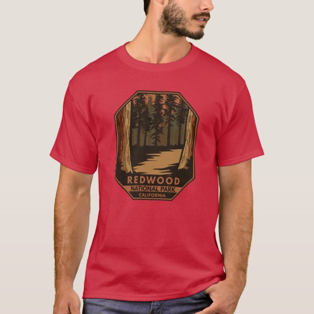 Camiseta Parque nacional de secuoya Emblema retro mínimo (Anverso)