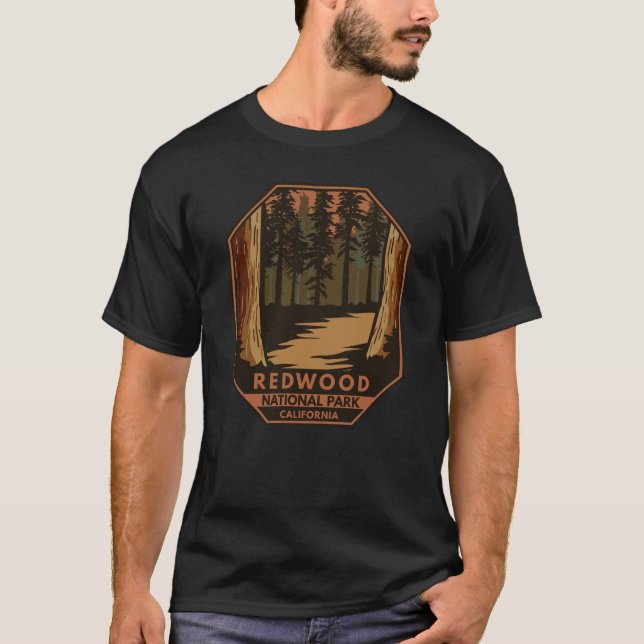 Camiseta Parque nacional de secuoya Emblema retro mínimo (Anverso)