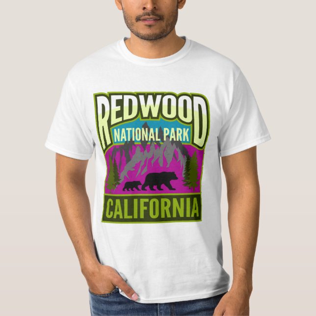 Camiseta Parque nacional de secuoya Montañas forestales con (Anverso)