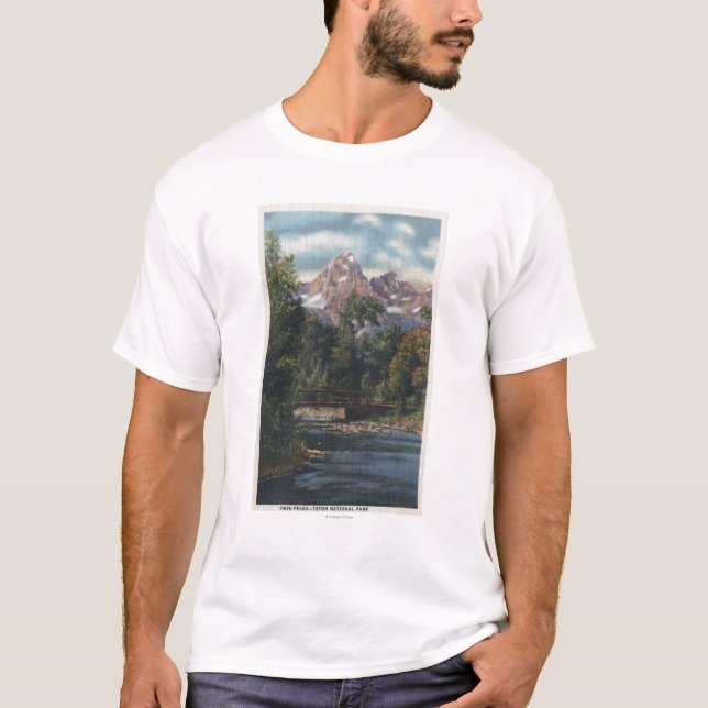 Camiseta Parque nacional de Teton, WY - opinión gemela de (Anverso)