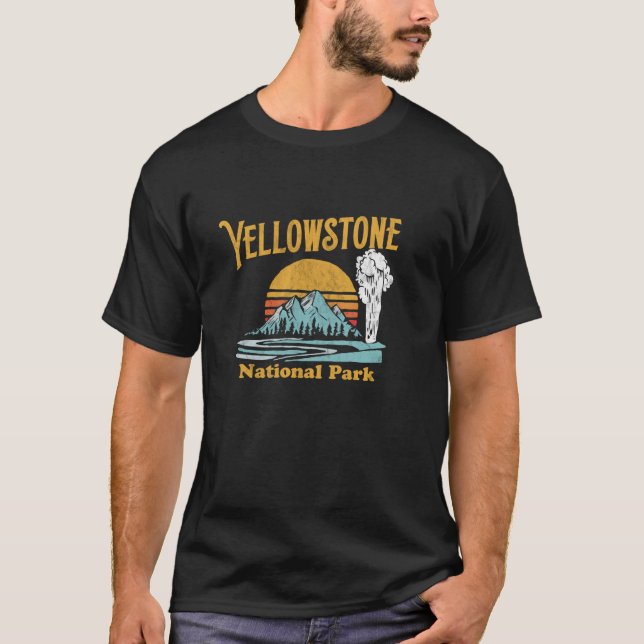 Camiseta Parque nacional de Yellowstone Viejo Gráfico Retro (Anverso)