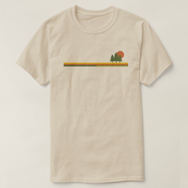 Camiseta Parque nacional de Yorkshire Dales Pine Trees Sun (Diseño del anverso)