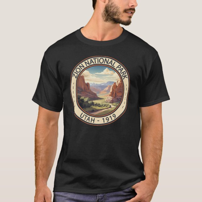 Camiseta Parque nacional de Zion Ilustracion Viaje Arte (Anverso)