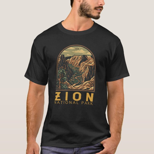 Camiseta Parque nacional de Zion Retro Emblem (Anverso)