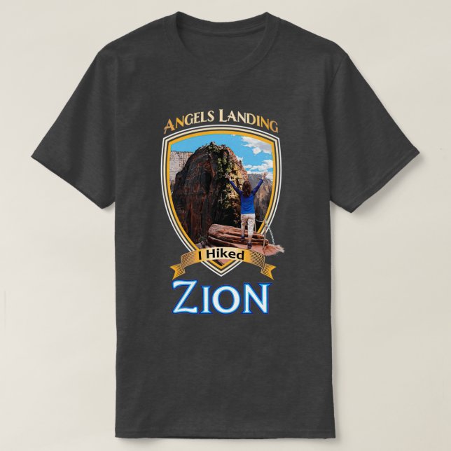 Camiseta Parque Nacional de Zion, Utah, I, Senderismo por e (Diseño del anverso)