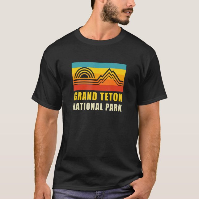Camiseta Parque nacional del Gran Tetón Estilo Retro Sol de (Anverso)
