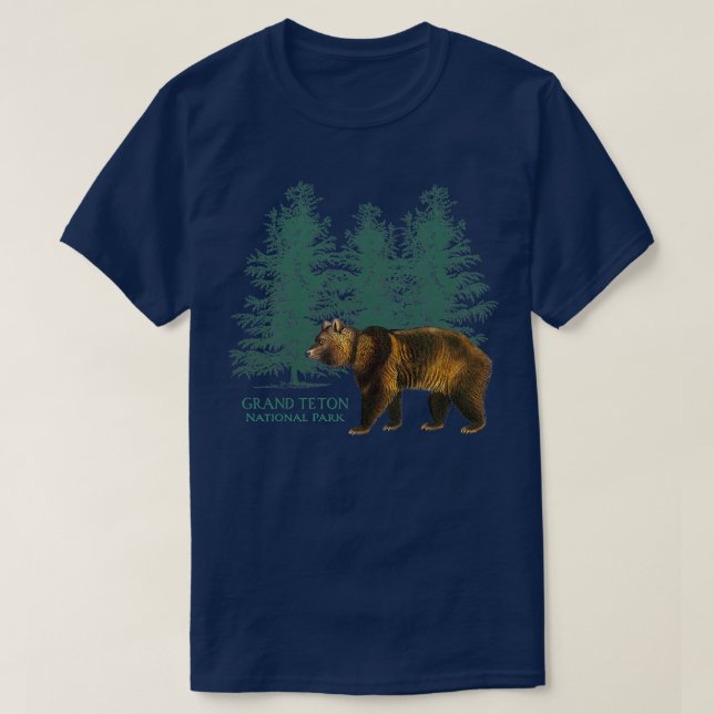 Camiseta Parque nacional del Gran Tetón Wyoming Bear Tretro (Diseño del anverso)