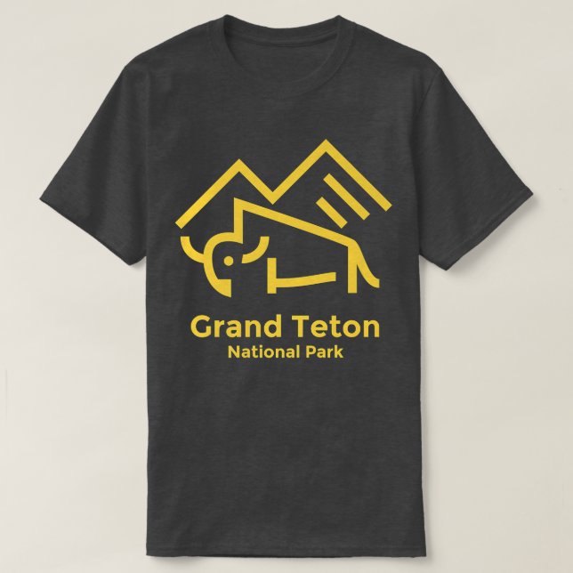 Camiseta Parque nacional del Gran Tetón Wyoming Retro Minim (Diseño del anverso)