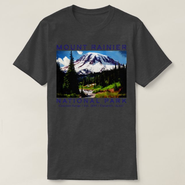 Camiseta Parque nacional del Monte Rainier Estado de Washin (Diseño del anverso)