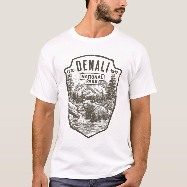 Camiseta Parque nacional del río Oso Denali Alaska 1917 (Anverso)