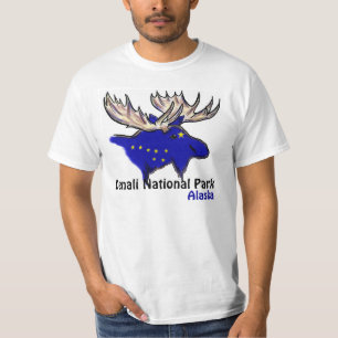 Camiseta Parque nacional Denali Alaska bandera tee del valo