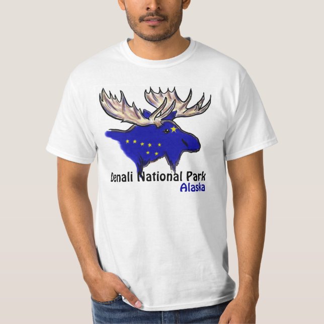 Camiseta Parque nacional Denali Alaska bandera tee del valo (Anverso)