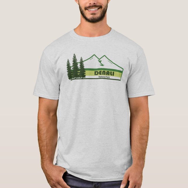 Camiseta Parque nacional Denali Alaska Green Stripes (Anverso)