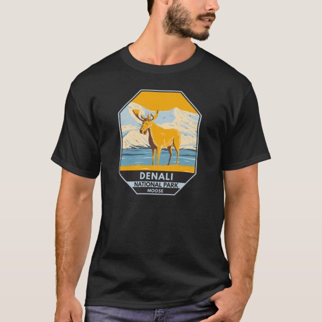 Camiseta Parque nacional Denali Alaska Moose Vintage (Anverso)
