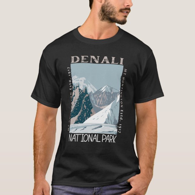 Camiseta Parque nacional Denali Alaska Mount Huntington Ret (Anverso)