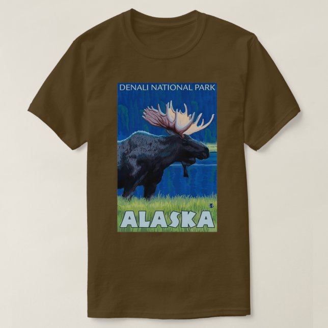 Camiseta Parque nacional Denali Alaska Vintage Moose (Diseño del anverso)