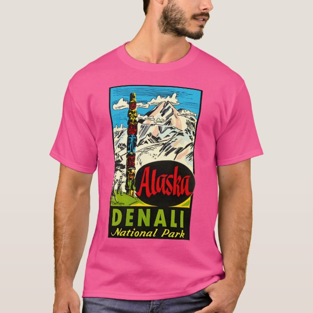 Camiseta Parque nacional Denali Alaska Vintage Travel Decal (Anverso)