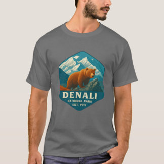 Camiseta Parque nacional Denali Montaña Retro Wilderness St