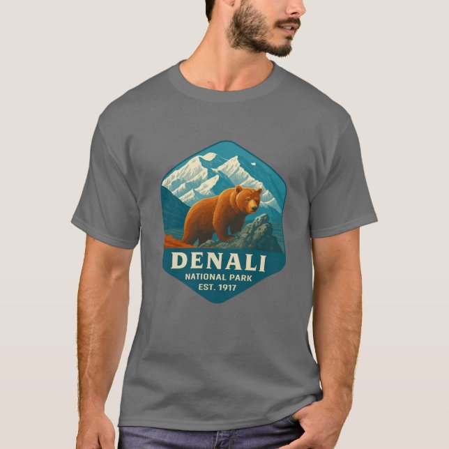Camiseta Parque nacional Denali Montaña Retro Wilderness St (Anverso)