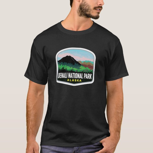 Camiseta Parque nacional Denali Pegatina Alaska Gráfico (Anverso)