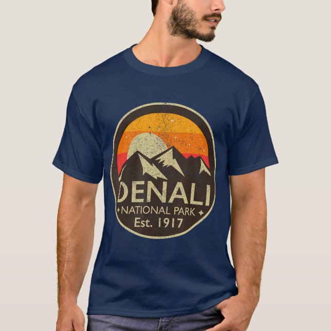 Camiseta Parque nacional Denali Regalo de Senderismo Retro  (Anverso)