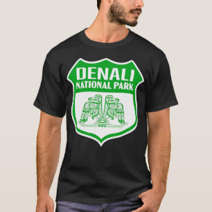 Camiseta Parque nacional Denali Retro Bird Shield Green