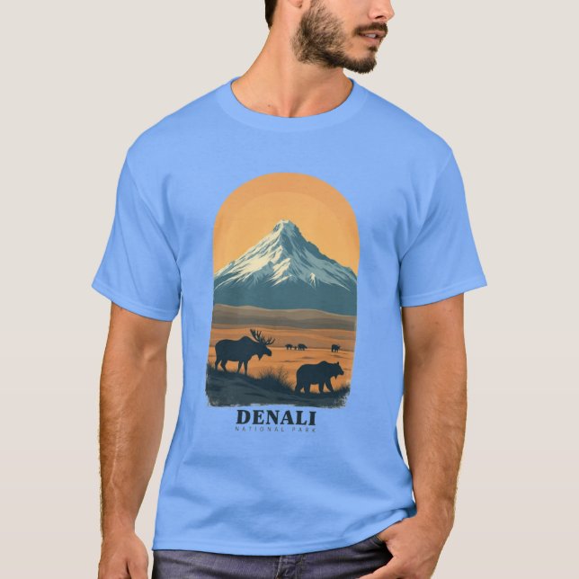 Camiseta Parque nacional Denali Vintage Retro (Anverso)