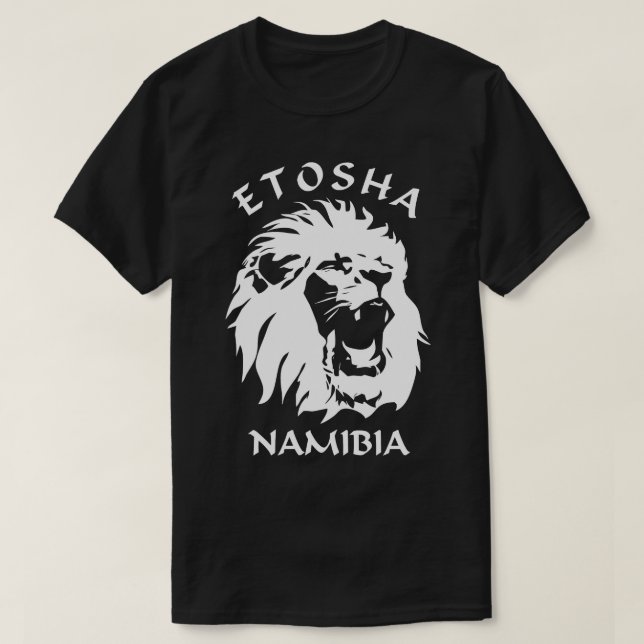 Camiseta Parque nacional Etosha Cara de León de Namibia (Diseño del anverso)