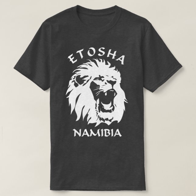Camiseta Parque nacional Etosha Cara de León de Namibia (Diseño del anverso)