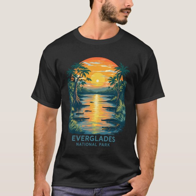 Camiseta Parque nacional Everglades - Atardecer con lagarto (Anverso)
