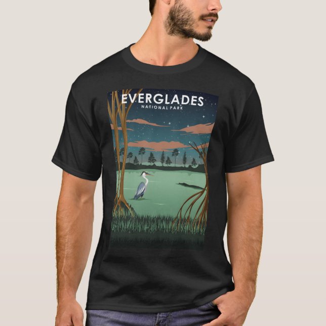 Camiseta Parque nacional Everglades en Florida de noche (Anverso)