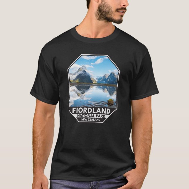Camiseta Parque nacional Fiordland Emblem de Nueva Zelanda (Anverso)