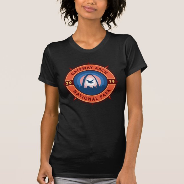 Camiseta Parque nacional Gateway Arch Compass Retro Emblem (Anverso)