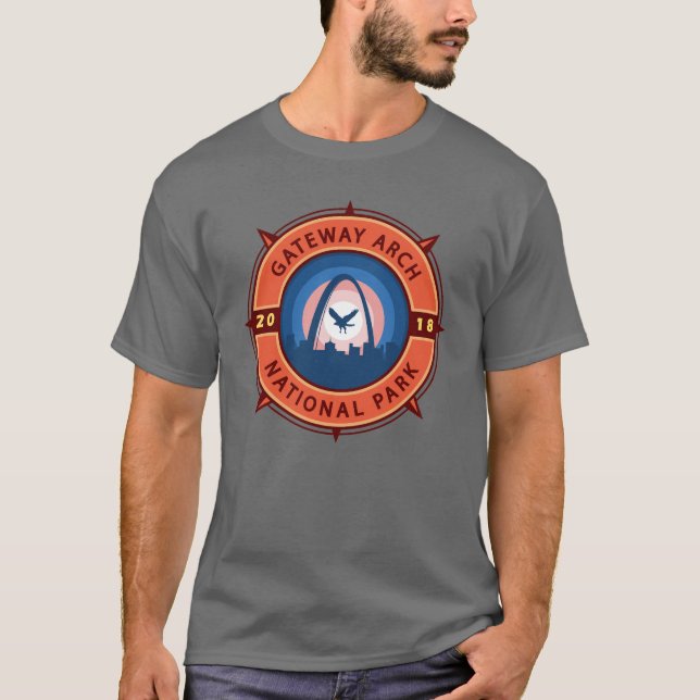 Camiseta Parque nacional Gateway Arch Compass Retro Emblem (Anverso)