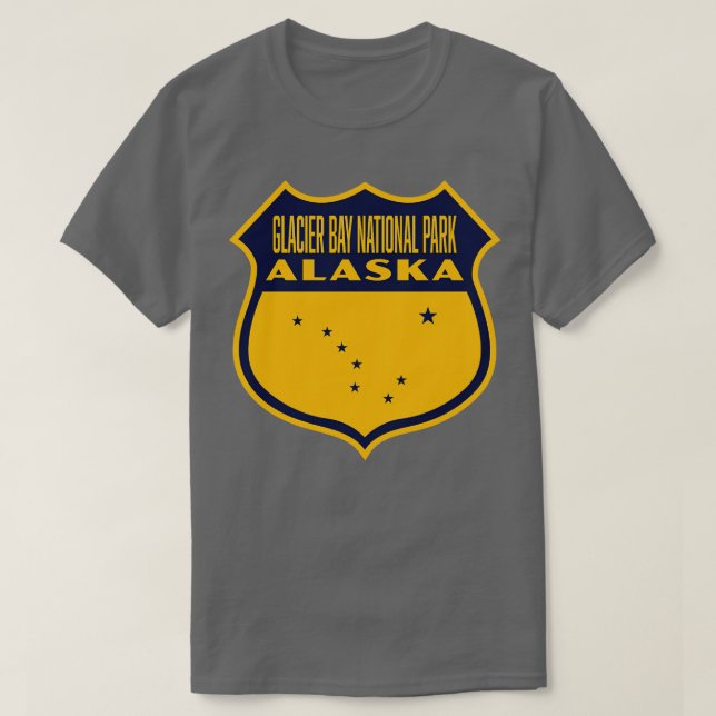 Camiseta Parque nacional Glaciar Bay Alaska Retro Shield Az (Diseño del anverso)