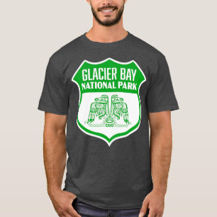 Camiseta Parque nacional Glaciar Bay Retro Bird Shield Gree