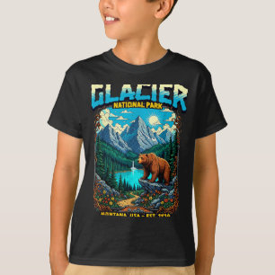 Camiseta Parque Nacional Glaciar Montana EE. UU. Retro Vint