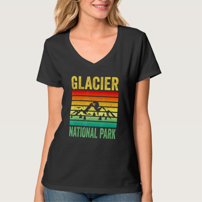 Camiseta Parque nacional Glaciar Montana Retro Sunset Souve (Anverso)