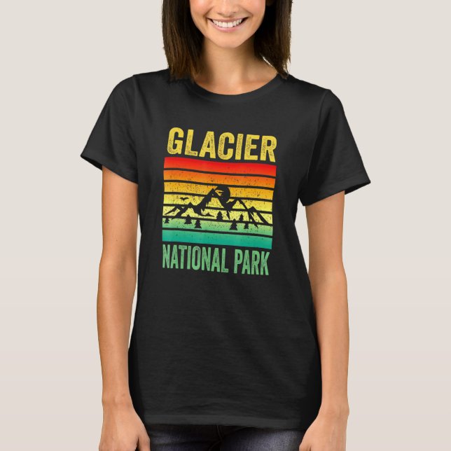 Camiseta Parque nacional Glaciar Montana Retro Sunset Souve (Anverso)