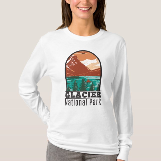 Camiseta Parque nacional Glaciar Montana Vintage (Anverso)