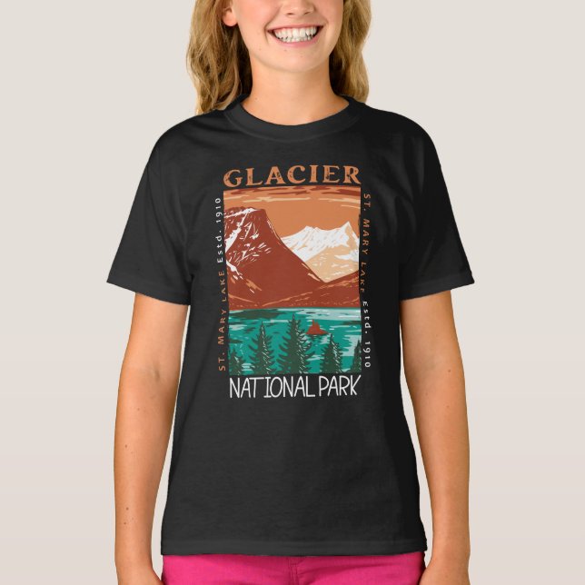 Camiseta Parque nacional Glaciar Montana Vintage con proble (Anverso)