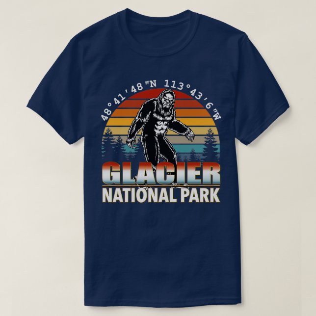 Camiseta Parque nacional Glaciar Pie Grande con GPS Ubicaci (Diseño del anverso)