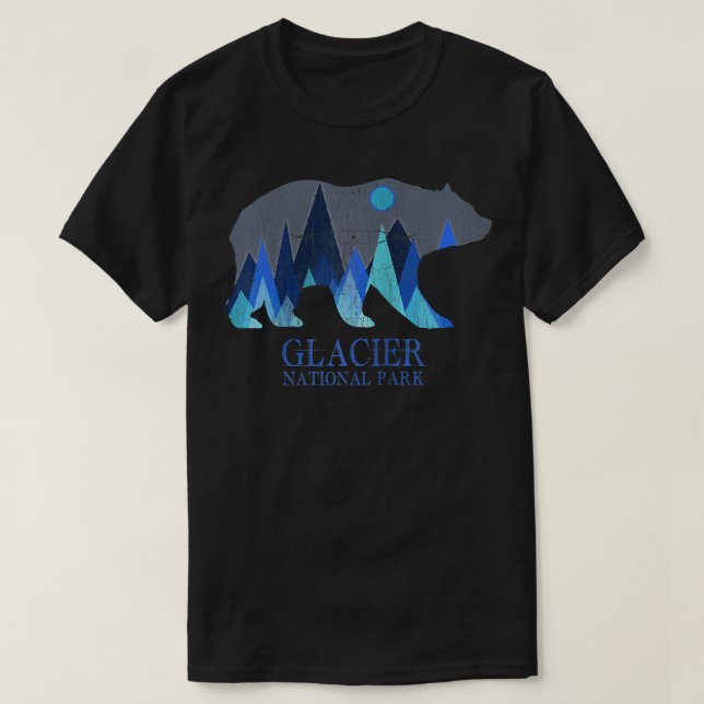 Camiseta Parque nacional Glaciar Retro Grizzly Bear Glacier (Diseño del anverso)