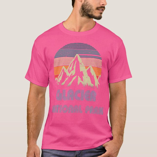 Camiseta Parque nacional Glaciar Retro Hikin al aire libre (Anverso)