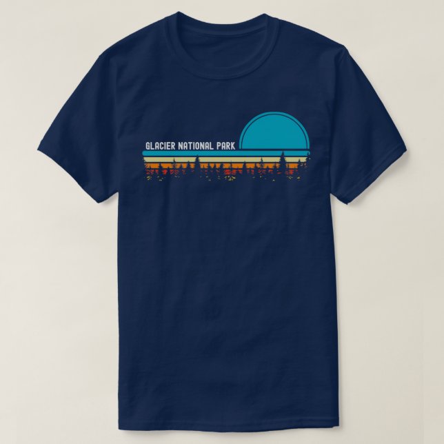 Camiseta Parque nacional Glaciar Vintage Retro Sunset (Diseño del anverso)