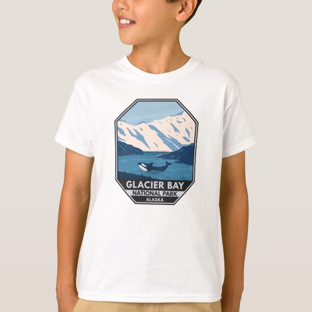 Camiseta Parque nacional Glacier Bay Alaska Orca Art Vintag (Anverso)
