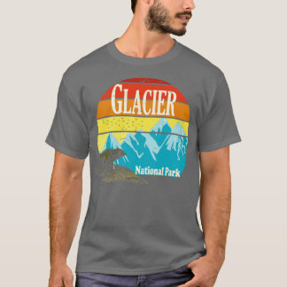 Camiseta Parque nacional Glacier con Montañas y Dist de Oso