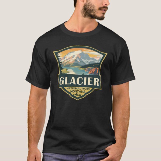 Camiseta Parque nacional Glacier Ilustracion Viaje Viaje Vi (Anverso)